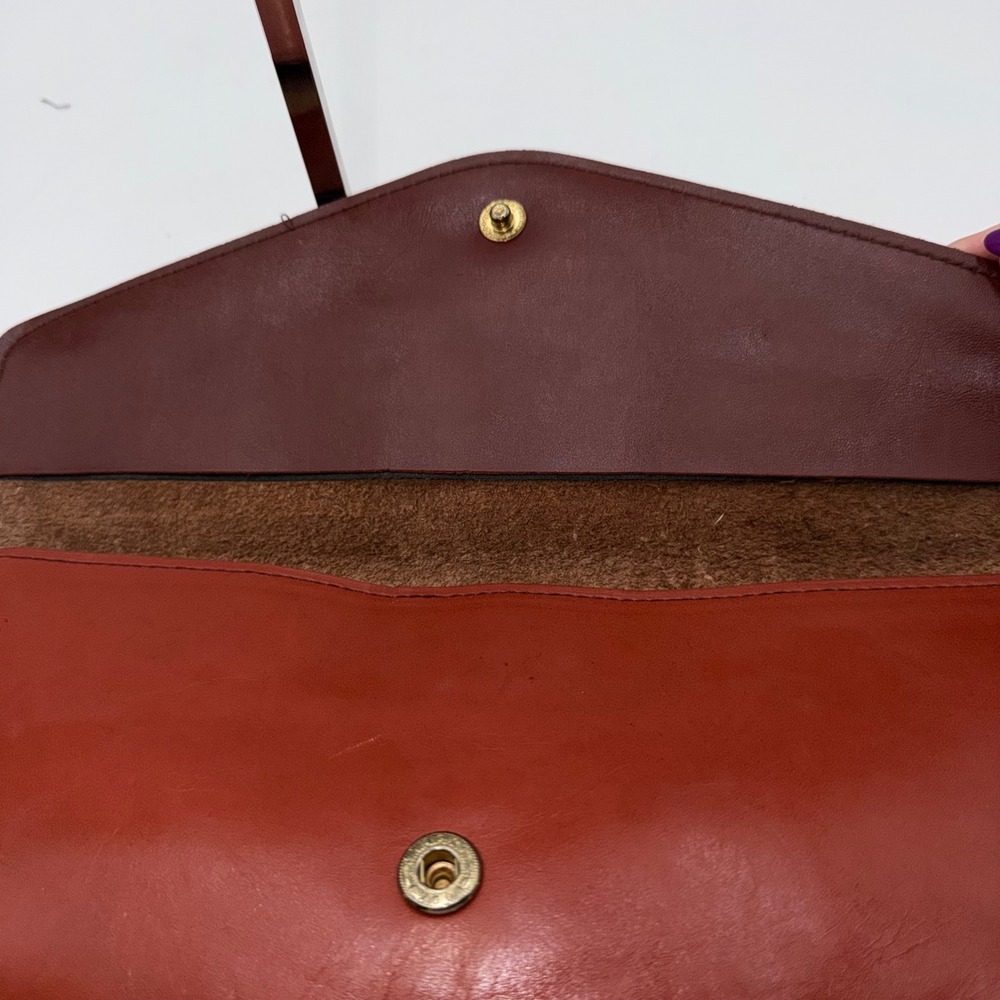 Vintage Red Leather Envelope Clutch Bag Wristlet Made in Dominican Republic - Picture 3 of 13